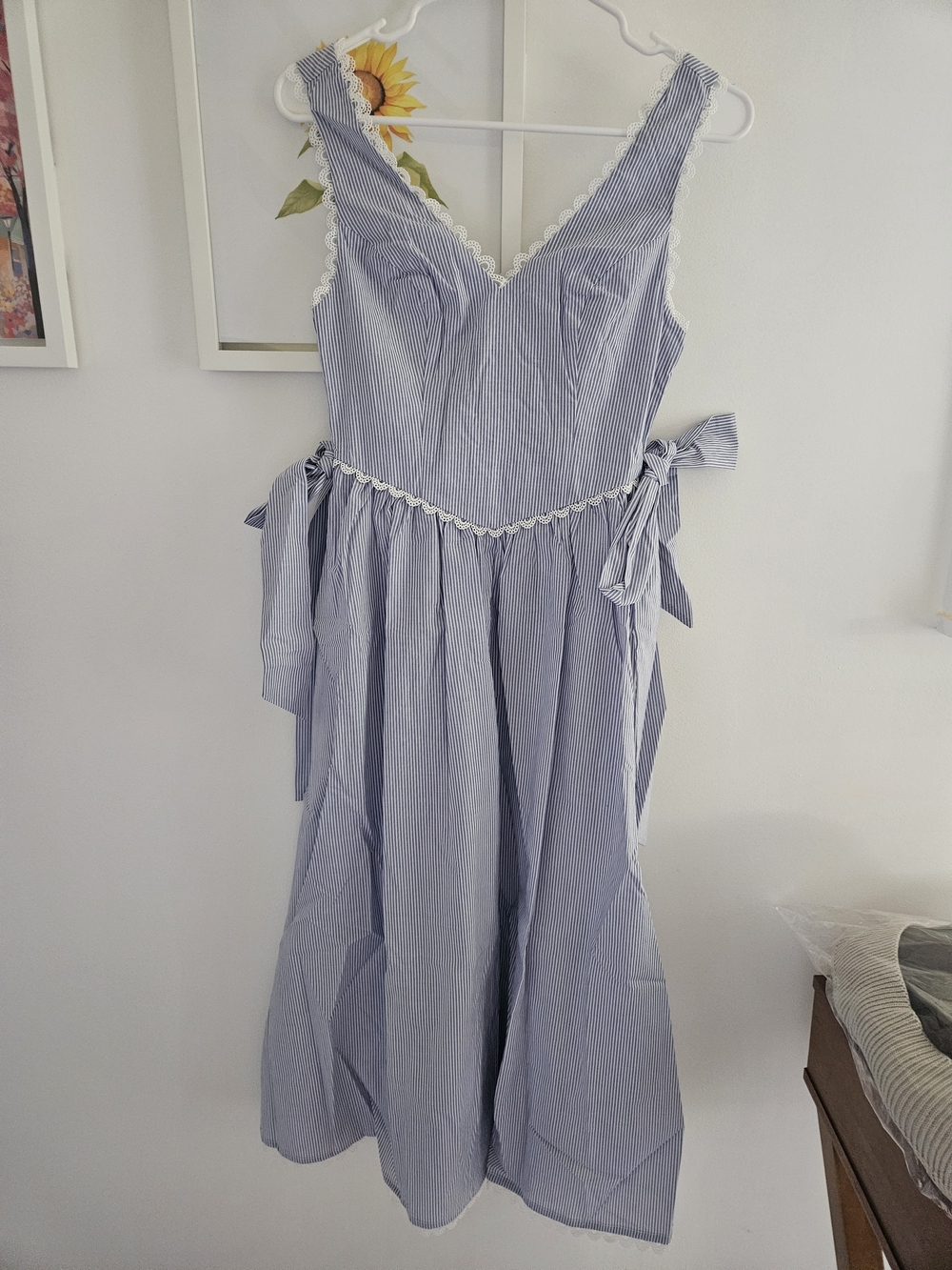 Women’s Blue Pinstripe Midi Dress